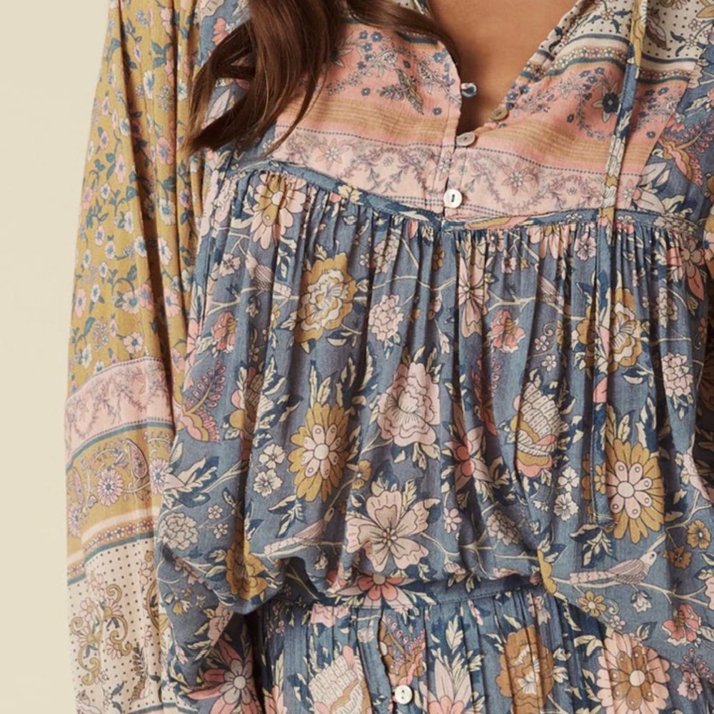 NWT SPELL Mossy Boho Blouse in Evening XS